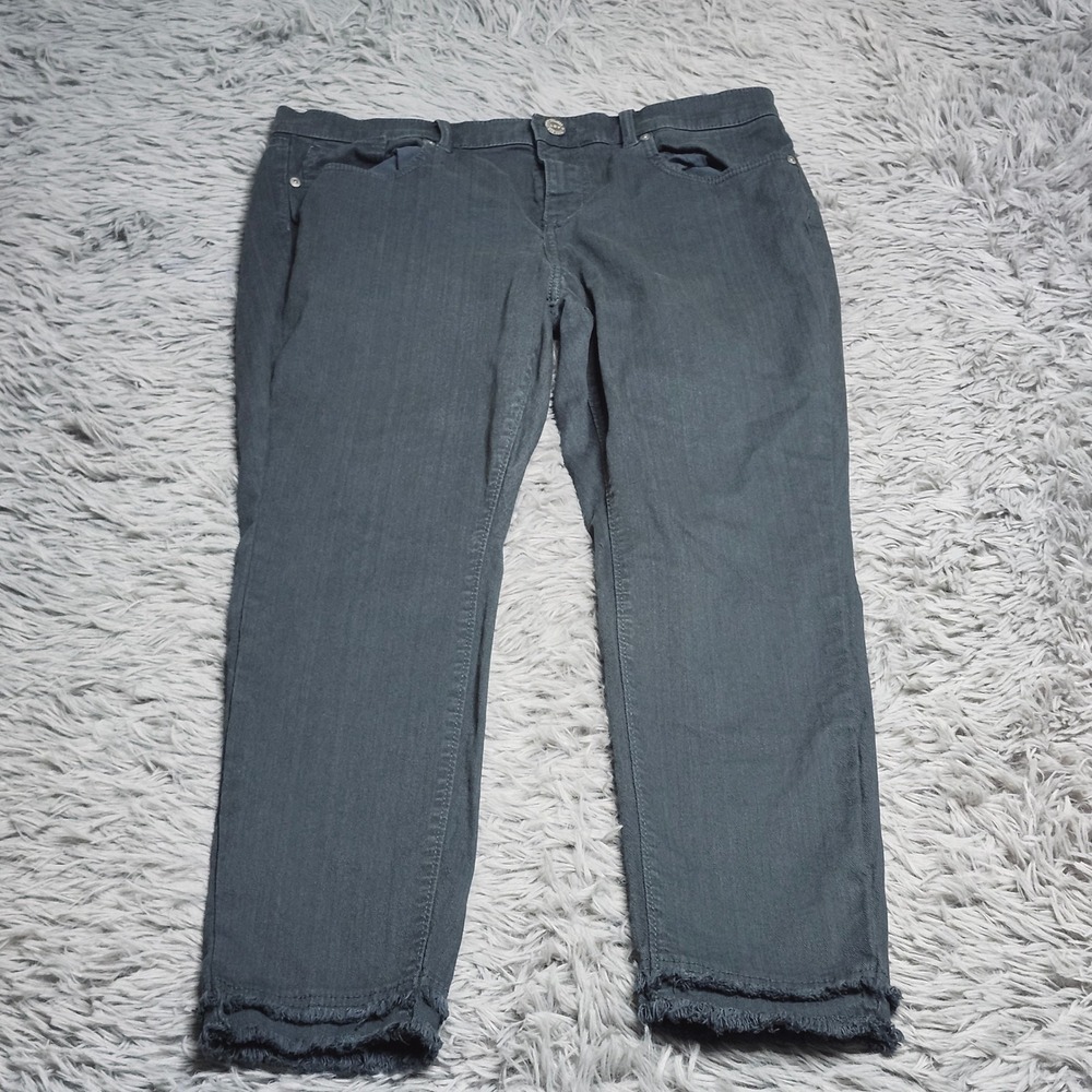 LOFT Modern Skinny Jeans Womens Size 8 29 Green Cotton Spandex Raw Hem Crop 29/8